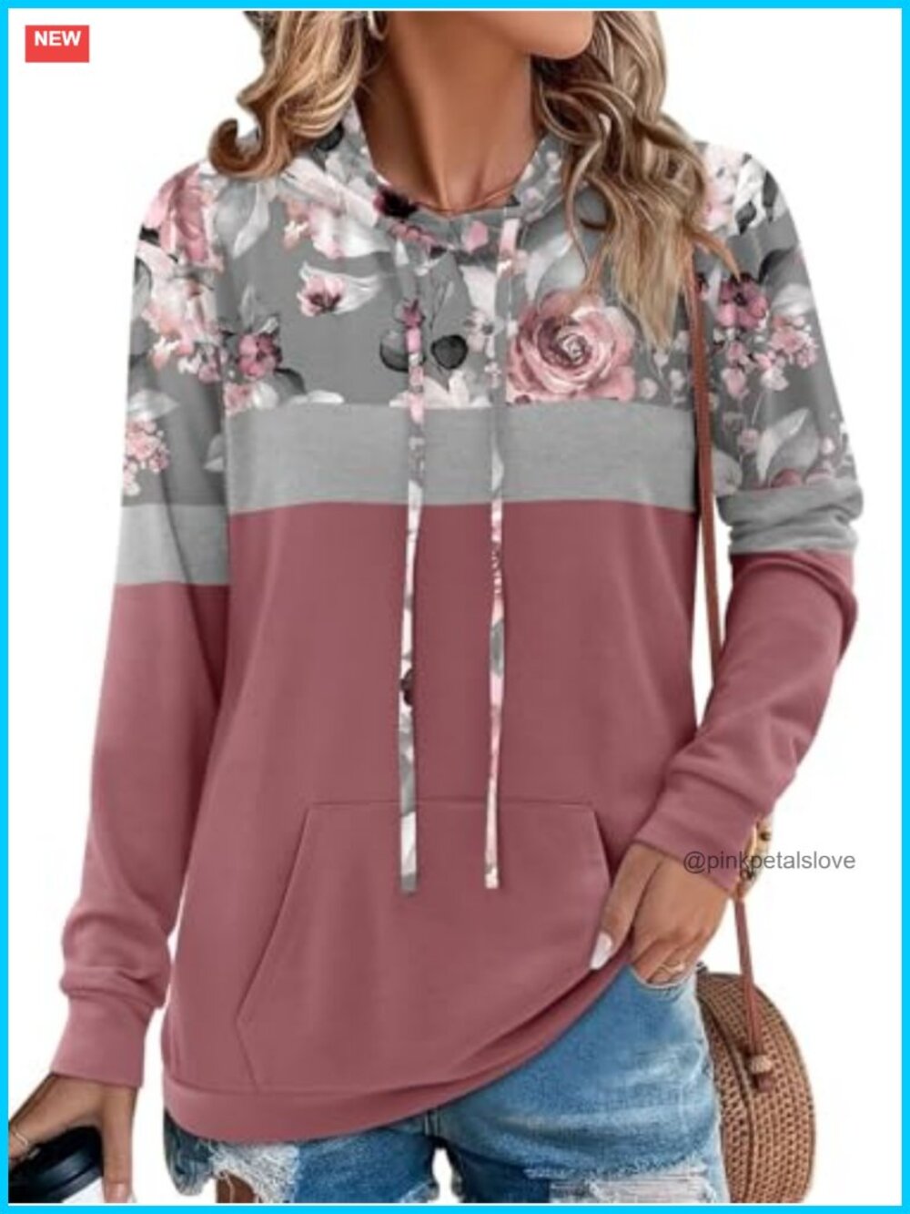 Womens Long Sleeve Hoodie Pullover Sweatshirt Kangaroo Pocket